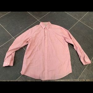 LL Bean Orange Plaid Long Sleeve Button Shirt Traditional Fit Wrinkle Fr…